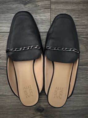 Naturalizer Black Braided-Chain Mule Loafers